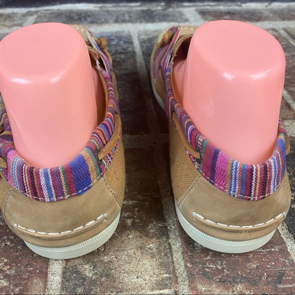 Sperry Slip On Leather Multi Color Trim Boat Shoes - Picture 6 of 8